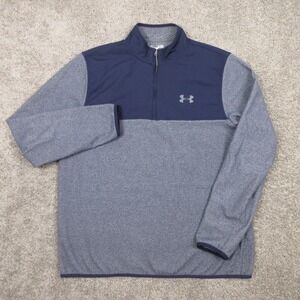 Under Armour Sweater Mens XL Blue ColdGear Infrared Fleece Quarter Zip Pullover